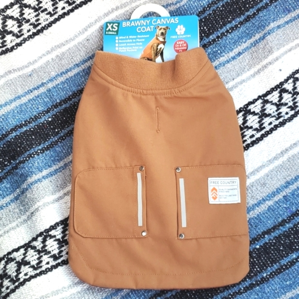 NWT Free Country Dog Coat XS Canvas/Flannel Reversible